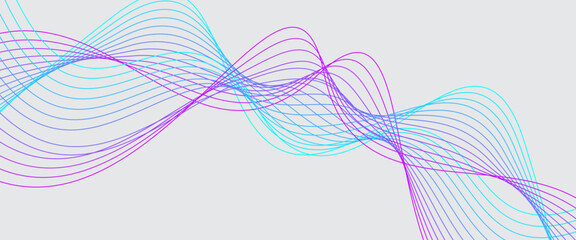 Abstract flow wave lines background. Futuristic technology and science theme white background.