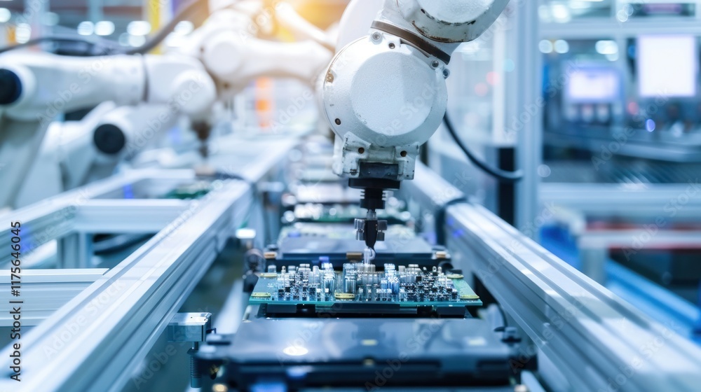 Poster robotic arm precision in electronics manufacturing: automated assembly of circuit boards on a produc