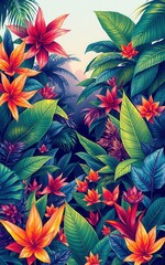 Tropical flowers illustration.