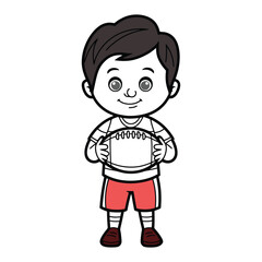 Young boy playing soccer curly black hair determined expression nostalgic artwork