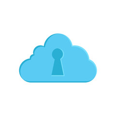 Secure Cloud Storage Flat Icon, Vector illustration