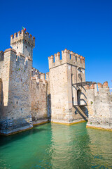Scaligero castle or fortress on Garda lake in Sirmione in Italy.