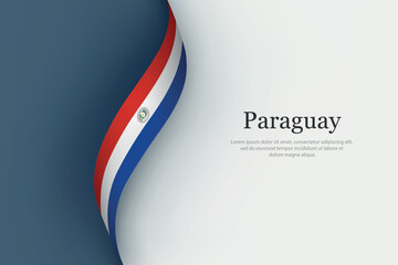 Paraguay flag on Waving ribbon