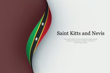 Saint Kitts and Nevis flag on Waving ribbon