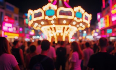 Colorful carnival lights at night