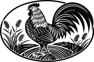 Hen and Saxophone Silhouette Collection  Elegant Icons on White