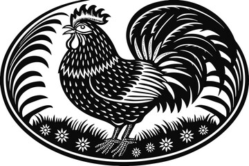 Hen and Saxophone Silhouette Collection  Elegant Icons on White