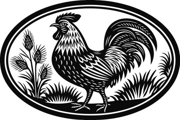 Hen and Saxophone Silhouette Collection  Elegant Icons on White