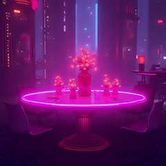 christmas table with lights