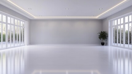 Fototapeta premium A minimalist grey and white room with smooth grey and white walls and a flat floor