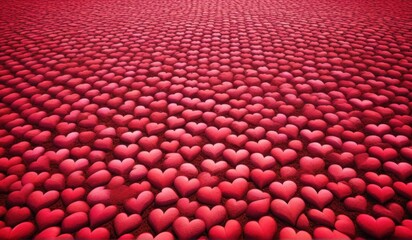 Fototapeta premium A surreal landscape of endless hearts stretching