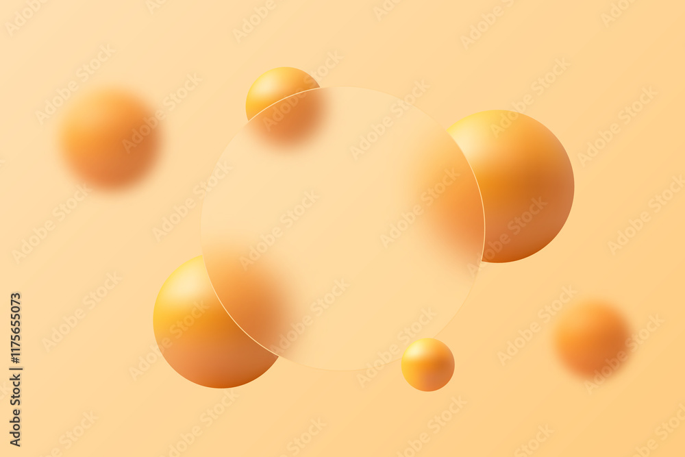 Poster abstract minimalistic background for presentation slide in glass morphism style. gold colored 3d tre