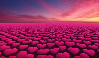 Obraz premium A surreal landscape of endless hearts stretching