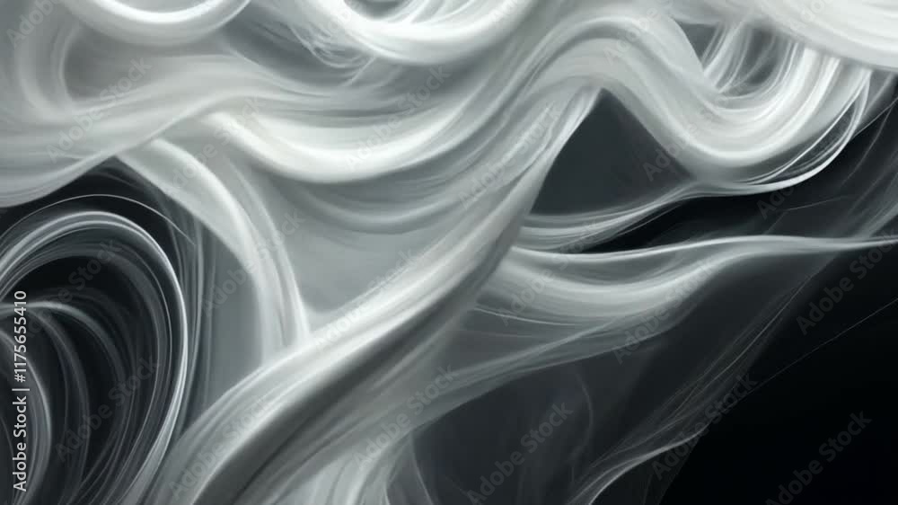 Aufkleber abstract swirling fabric: monochromatic elegance in motion. fluid lines of gray and white fabric cre