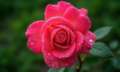 Beautiful pink rose with water droplets