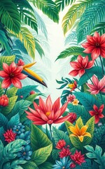 Tropical flowers illustration.