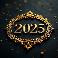 Golden elegant logo with frame 2025