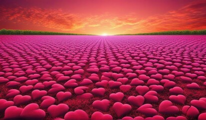 Obraz premium A surreal landscape of endless hearts stretching