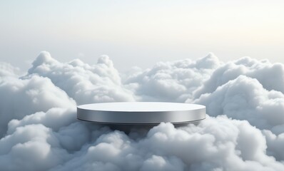 Floating platform in serene clouds