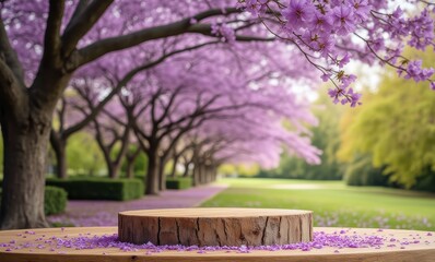 Elegant garden with pink flowering trees