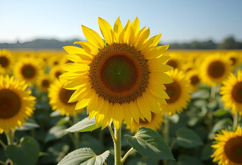 Fototapeta premium A sunflower face towards sun.