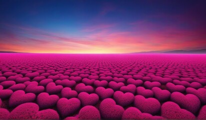 Obraz premium A surreal landscape of endless hearts stretching