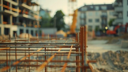 Realistic image of a construction site with blurred buildings highlighting depth of field effect