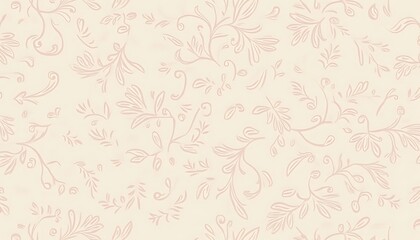subtle floral pattern with delicate vines and leaves on a light beige background