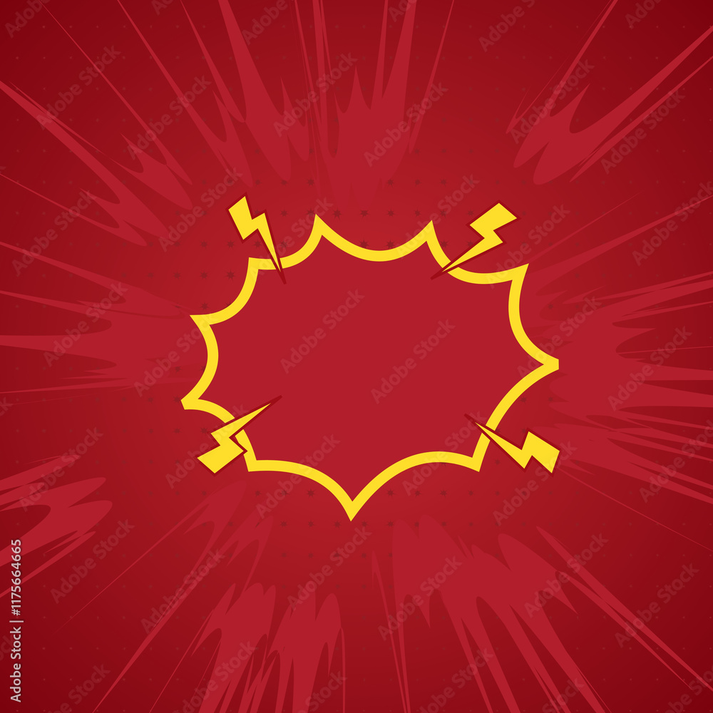 Poster dynamic red comic book background with halftone and radial speed lines. perfect for action scenes.