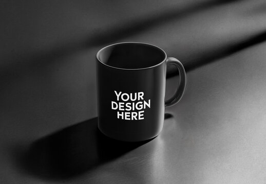Mug Mockup on Dark Surface