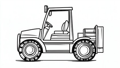 Naklejka premium A simple forklift truck line art illustration. Suitable for coloring pages, activity books, or educational materials for children.