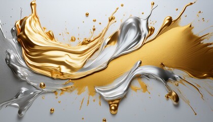 gold and silver paint splat isolated item  background