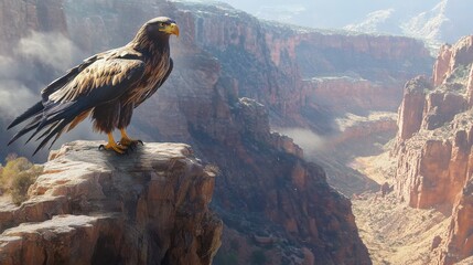 Majestic Eagle Perched High Above Canyon Vista