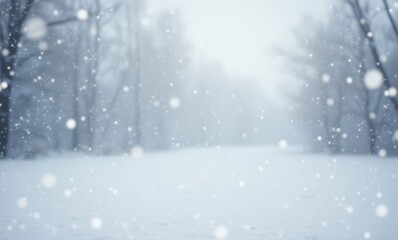 Serene snowy landscape in soft focus.