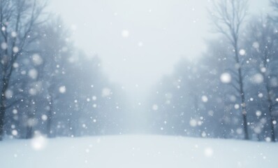 Serene snowy landscape in winter haze