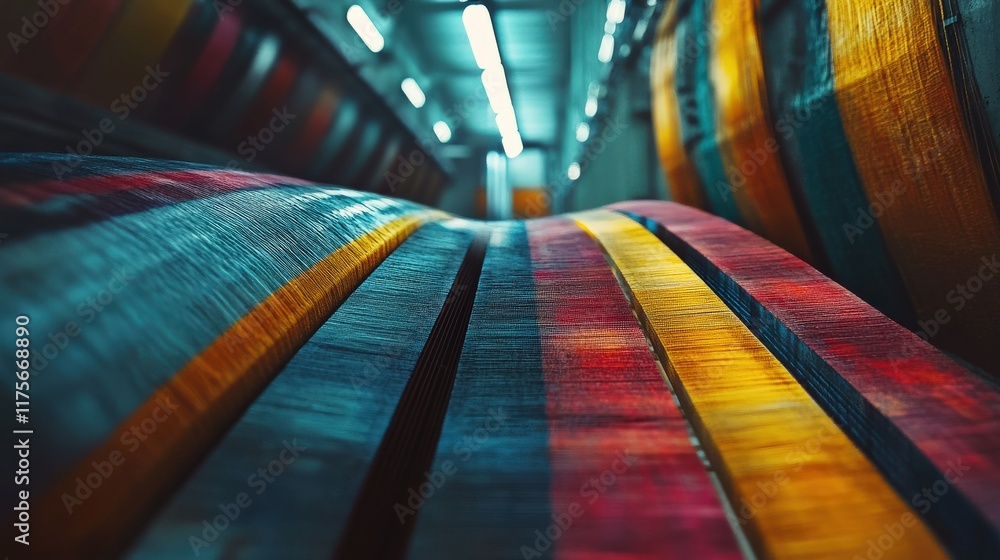 Aufkleber vibrant and colorful textile rolls in a production facility showcasing a breathtaking array of soft 