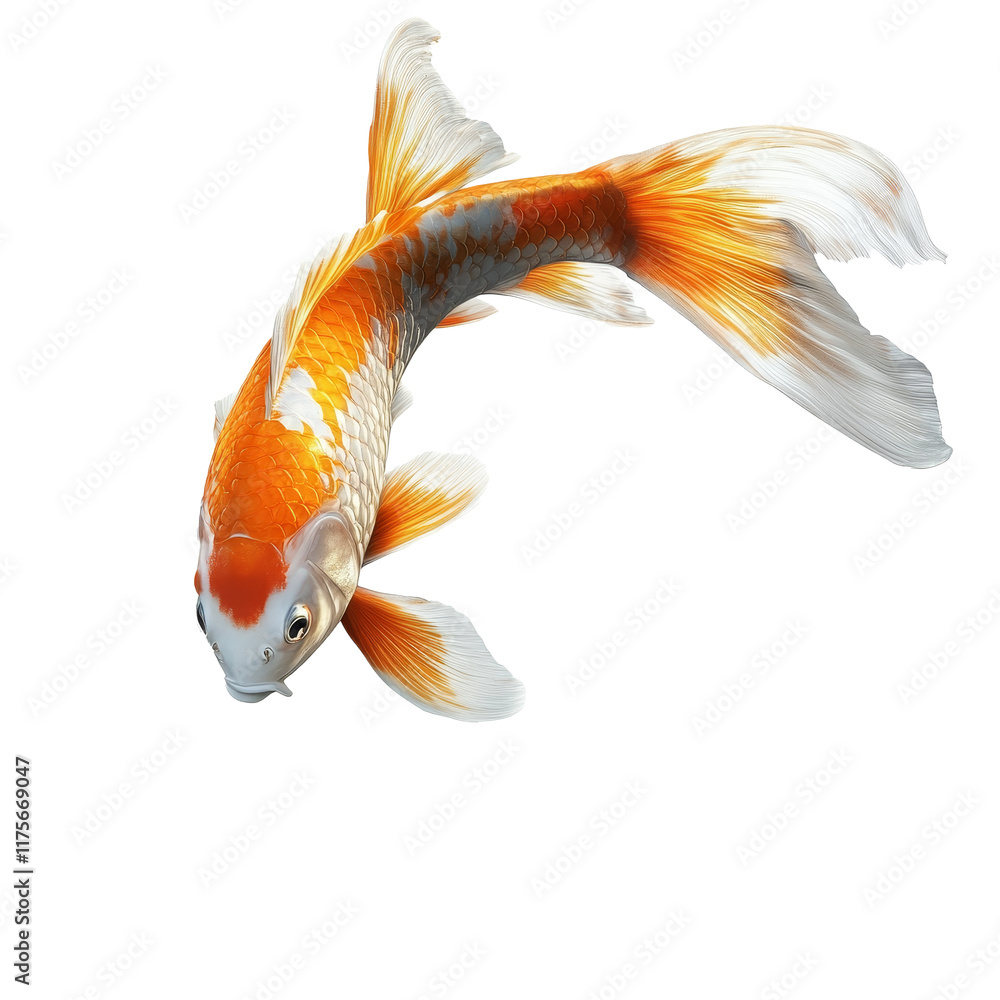 Poster dynamic leap of a vibrant fish splashing through water over a transparent background, dynamic real f