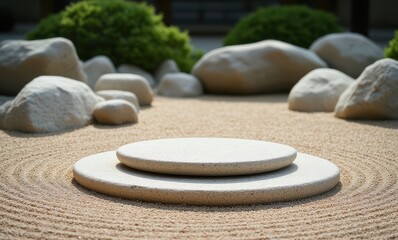 Tranquil garden with stone features