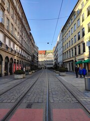 Street Scene in Munich with Tram Tracks and Iconic Architecture Alongside the City’s Urban Vibe