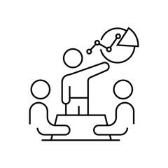 Business meeting people linear icon. 