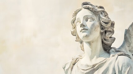 Fototapeta premium Serene Angel Statue Gazing Upward In Light
