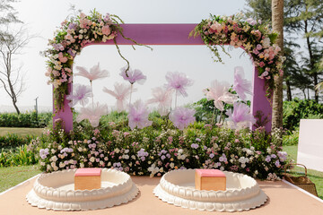 Exquisite flower decoration at an Indian wedding featuring vibrant marigolds, roses, and jasmine, creating a traditional and elegant festive ambience