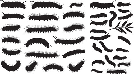 Caterpillar Silhouettes for Nature and Insect-Themed Art