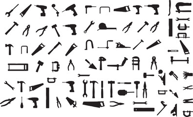 Comprehensive Tool Silhouettes for Construction and Repair Themes
