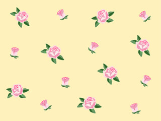 seamless pattern of beautiful Pink Rose and Green leaves. floral pattern