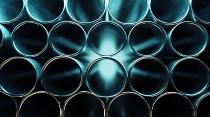 Teal Metal Pipes: Industrial Abstract Photography