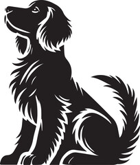 Vector black silhouette of a dog isolated on a white background.
