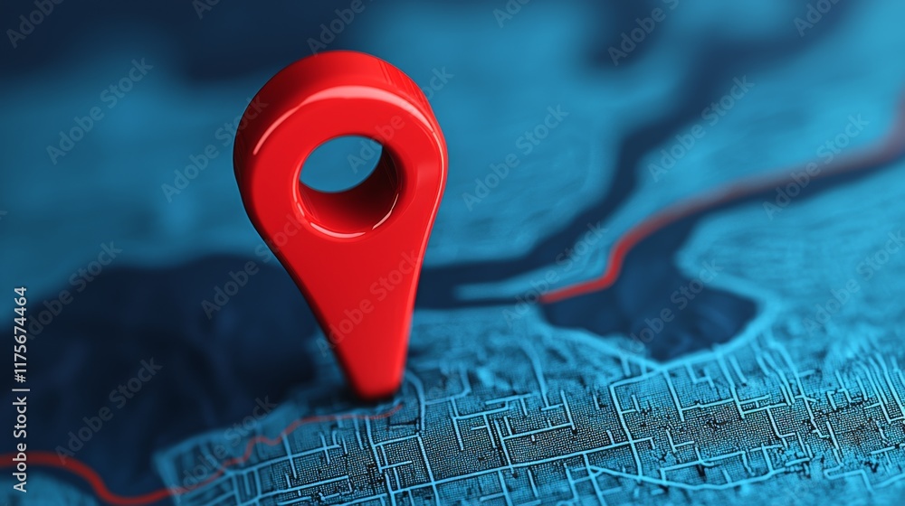 Poster detailed step-by-step customer path infographic with red location marker on blue background