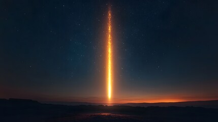 Celestial Beam Descends Upon A Dark Landscape