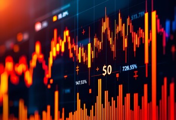Vibrant Stock Market Data Visualization with Rising Charts and Colored Graphs